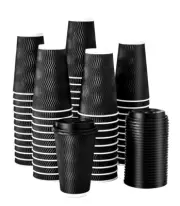 Insulated Disposable Coffee Cups with Lids No straw 12 oz 100 Packs Paper Cups