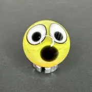 Handmade Contemporary Art Glass Marble 1.02" Yellow Shocked Face MIB Boro Gift