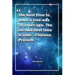 THE BEST TIME TO PLANT A TREE WAS 20 YEARS AGO. THE SECOND BEST TIME IS NOW. -CHINESE PROVERB: LINED NOTEBOOK WITH INSPIRATIONAL UNIQUE TOUCH - DIARY