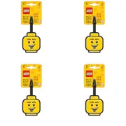 4PK Lego Minifigures Boy Face Silicone Luggage/Suitcase/Backpack Tag Yellow 6y+