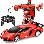 2 in 1 Deformation Toys I Remote Control Car Transforming Robot I Transform Car Robot I 360 Degree Rotating Drifting I Best Gifts for Kids | Toy for 3-8 Year Old Boys (Red)