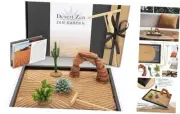 Desert Zen Garden Kit. Premium Home Cactus Decor. 11x8 Sand Tray. 4 Artificial