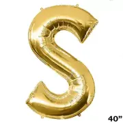 40" GOLD Letter S Mylar Foil Balloon 1 pc Party BackDrop Decorations Supply