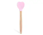 Soup Spoon Hanging Hole Silicone Solid Color Heart-Shaped Dessert Stirring Spoon Kitchen Gadget - Pink
