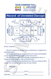 250 Color Custom Carbonless Record of Unrelated Car Damage Report Accident Form