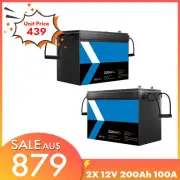 24V 200Ah 12V 400Ah Lithium LiFePO4 Iron Phosphate Battery Recharge Camping BMS