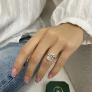 Emerald Cut Diamond Solitaire Ring F VS1 5Ct Labcreated 14k White Gold Sizes 4-9