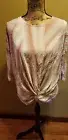 NWT Womens Oliver Twist Front Short Sleeve Textured Shirt Top Mauve M