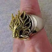 Cloudy Wolf Ring Vintage 90s Size 8 Brass 16g Weight