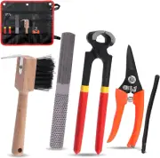 5Pcs Professional Farrier Tools Kit with Roll Pack Hoof Trimming Tools Set Inclu