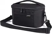 ONTESY Black Lunch Bag for Men Women, 7.2L Thermal Insulated Lunch Box Reusable Leakproof Small Cooler for Boys Girls Kids with Adjustable Shoulder Strap for Work School Picnic (Solid Black)