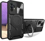 Compatible with Samsung Galaxy A23 5G Cover,Compatible with Samsung Galaxy A23 4G Car Mount Magnetic Stand Slide Lens 2 in 1 Case Black