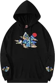 [Niepce Inc] Streetwear Mountains Graphic Embroidered Hoodies for Men