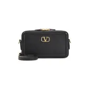 [Valentino Garavani] Valentino Garavani-Black Grained Leather Mini Camera Case-Donna OS OS