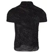 [Self-Portrait] Black Rhinestone Mesh Cut Out Top