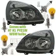 Renault Clio Mk2 Campus & Van 2005-2009 Grey Headlights Headlamps Pair And Bulbs