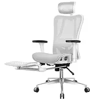 ALFORDSON White & Grey Executive Study Computer Chair with Adjustable Headrest & Footrest, Ergonomic Mesh Office Chair with 3D Armrest, Recline & Tilt Gaming Desk Chair with Adaptive Lumbar Support