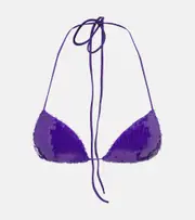 [LaQuan Smith] LaQuan Smith Sequined halterneck bra top AU 10 purple