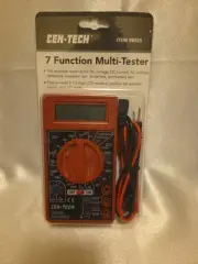 Cen-Tech 7 Function Digital Multi-Tester #98025 Multimeter with Leads