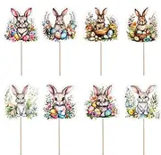 Bunny Cupcake Picks | 8 Styles Cute Rabbit Food Picks - Cake Decorations, Easter Day Cake Toppers For Baby Shower Party Supplies