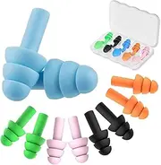 Silicone Ear Plugs for Sleeping Noise Cancelling,Ear Plugs for Noise Reduction,Soft Reusable Ear Plugs,Small Earplugs for Sleep,Travel EarPlugs with EarPlug Case(5Pcs,Pink,Black,Blue,Orange,Green)