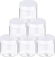 Jotia 6Pcs 60ml Clear Container With Lids, Round Leak Proof Cosmetic Jars, Wide Mouth Plastic Pot for Travel Storage, Eye Shadow, Nails