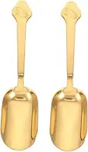 UTHCLO 2pcs Golden Stainless Steel Tea Scoops for Kung Fu Teaware Long Handle Loose Leaf Tea Spoons Smooth Edges Compact Design Easy to Clean and Store