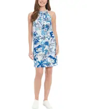 London Times Linen-Blend A-Line Dress
