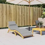Sun Lounger Cushions for Outdoor, Patio, Dining Chair, Room and Kitchen - Grey Oxford Fabric Soft Seat Pads with Water Repellent Design, 186x58x4cm