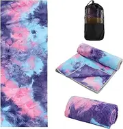 Yoga Towel, Yoga Mat Towel, Non-Slip, Fitness Towel with Mesh Carry Bag, Microfibre Hot Yoga Towel, Sports Towel as Mat, Yoga Accessories for Women, for Pilates, Hot Yoga, Gym