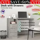 Desk with Drawers Engineered Wood Office Standing Computer Desk Concrete Grey