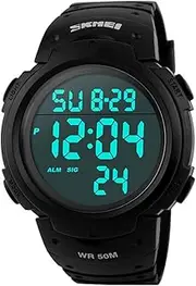 [SKMEI] Mens Digital Watches Waterproof LED Backlight Large Number Display Multifunction Sport Wristwatch