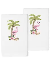 Linum Home Textiles Flora - Embroidered Luxury 100% Turkish Cotton Hand Towels (Set Of 2)