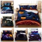 Galaxy Planet Quilt Duvet Doona Cover Set Single/Double/Queen/King Size Bedding