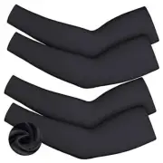 4 Pieces Thermal Arm Warmer Compression Arm Sleeve for Men Women Medium Black