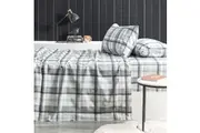 Park Avenue 175GSM Cotton Flannelette Single Fitted Sheet Set Heathered Plaid