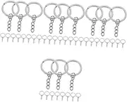 TOPPERFUN 4sets Keyring Bulk DIY Keychains Flat Split Key Ring Metal for Crafts Organizing 20pcs*4
