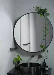 Round Bathroom Mirror Shaving Cabinet Mirage Round Mirror 600mm Black/Frameless