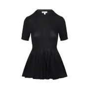 [AlaÏA] AlaÏA-Black Virgin Wool Peplum Top-Donna 38 FR