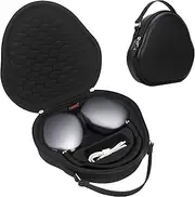 Canboc Airpods Max Case for Apple AirPods Max Headphone, Hard Carrying Smart Headphones Case, Extra Space fits Cable, Charger, Upgrade-Black (PU)