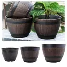 Rustic Resin Barrels Bucket Flower Planter Plant Pots Boxes Container