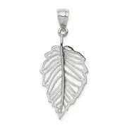 14K White Gold Polished Leaf Pendant
