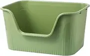 ＫＬＫＣＭＳ High Sided Cat Litter Boxs for Small and Large Cats, Easy to Clean Bedpan Pet Litter Trays with High Sides Front Opening, Green S