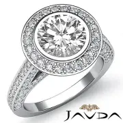 Bridge Accent Bezel Comfort Fit Round Diamond Engagement Ring GIA I VS2 2.7 Ct