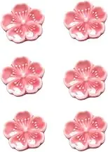 CHOOLD Elegant Cherry Blossom Ceramic Chopsticks Rest Rack Dinner Spoon Stand Knife Fork Holder,Sakura Chopsticks Stand(Set of 6)