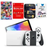 Nintendo Switch White OLED + Mario Kart 8 Deluxe + NSO 1 Year Family Membership