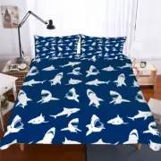 Shark Single/Double/Queen/King Size Bed Quilt Duvet Doona Cover Set Pillowcase