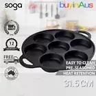 SOGA 31.5cm Cast Iron Takoyaki Fry Pan Octopus Balls Maker 7 Hole Grill Mold