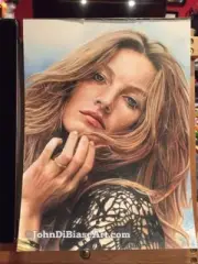 Gisele Bundchen Pencil Drawing 9” x 12” Portrait Art Supermodel Victoria Secret