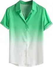 [N\P] NP Men's Shirts Loose Male Shirt Casual Short Sleeve Turn-Down Collar Men Green